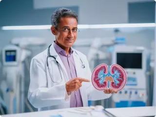 Renal Care Services - Doctor explicando funcionamiento de riñones