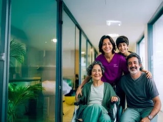 Renal Care Services - Doctora con familia de paciente renal