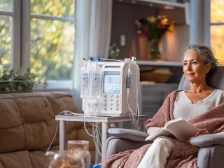 Renal Care Services - Paciente mujer con tratamiento de soporte renal primario en casa